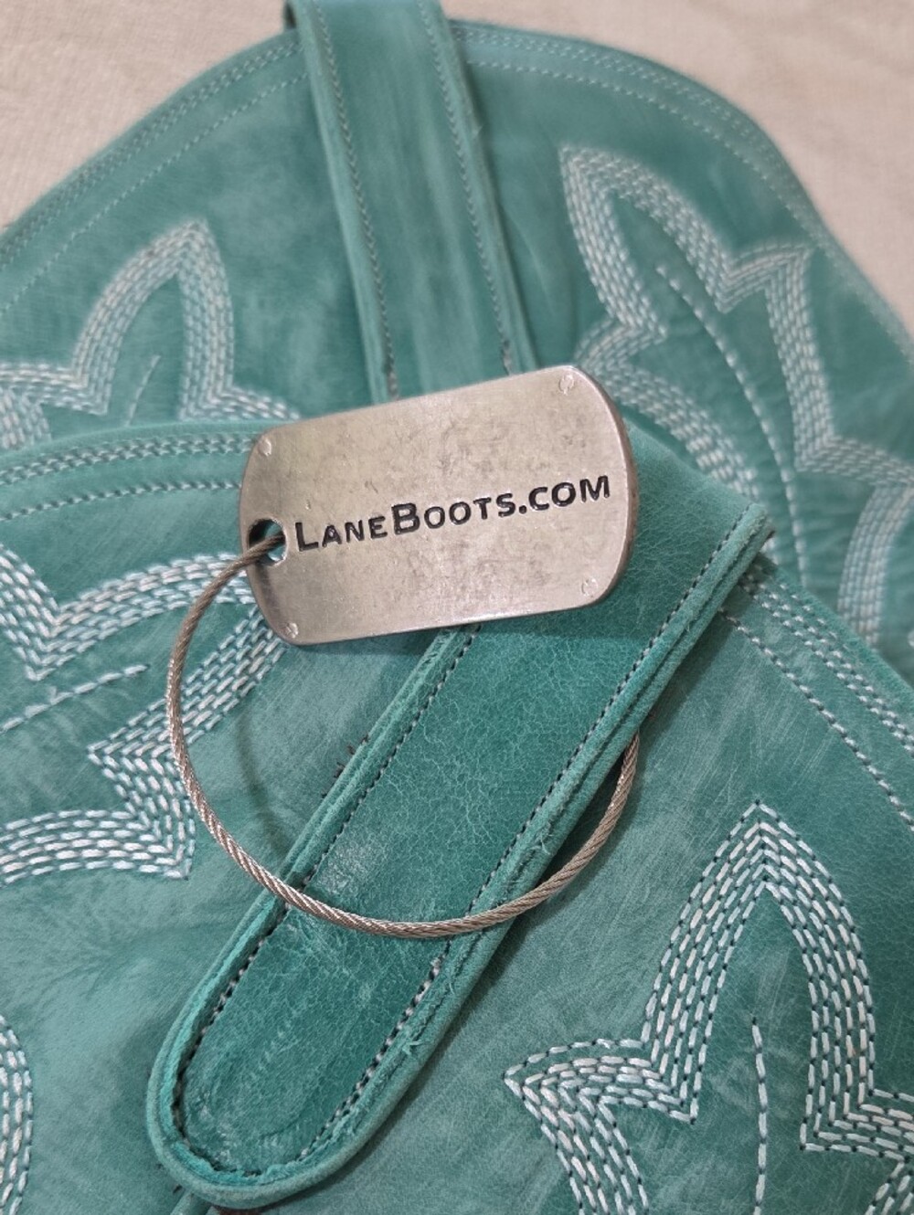 Women's Teal Leather Western Boots - Teal - Picture 6 of 11